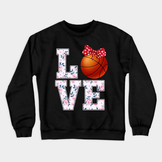 Summer Floral Love Basketball Crewneck Sweatshirt by jrgmerschmann